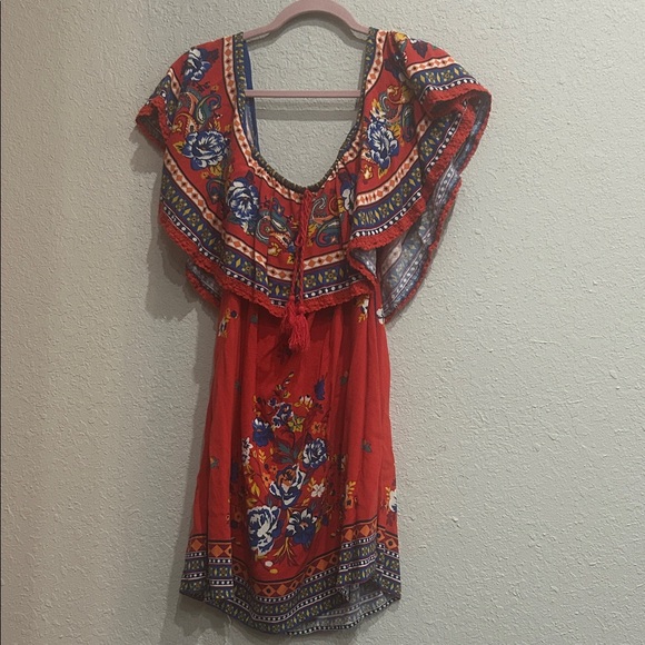 Flying Tomato Red and Blue Patterned Garment - Picture 1 of 2